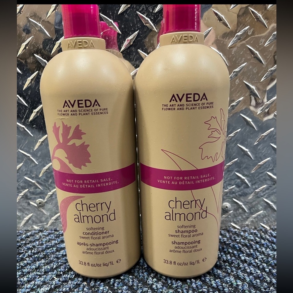 Aveda Cherry Almond Shampoo & Conditioner 33.8 oz Duo - Pink and Tan